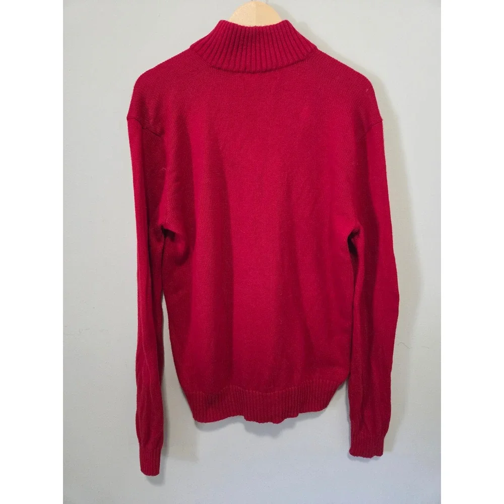 Polo Ralph Lauren Mens Red 100% Cotton Quarter Zip Pullover Sweater Medium